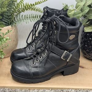 Harley-Davidson Black Leather Riding Boots Women's Size 8